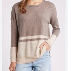 Griffen Modesens wool cashmere sweater cream striped brown oversized minimalist